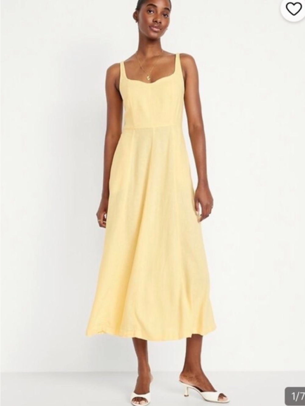 Old Navy Light Yellow Midi Dress - Sleeveless Scoop Neck